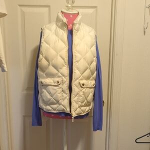 J. Crew Cream Quilted Vest L Good Condition